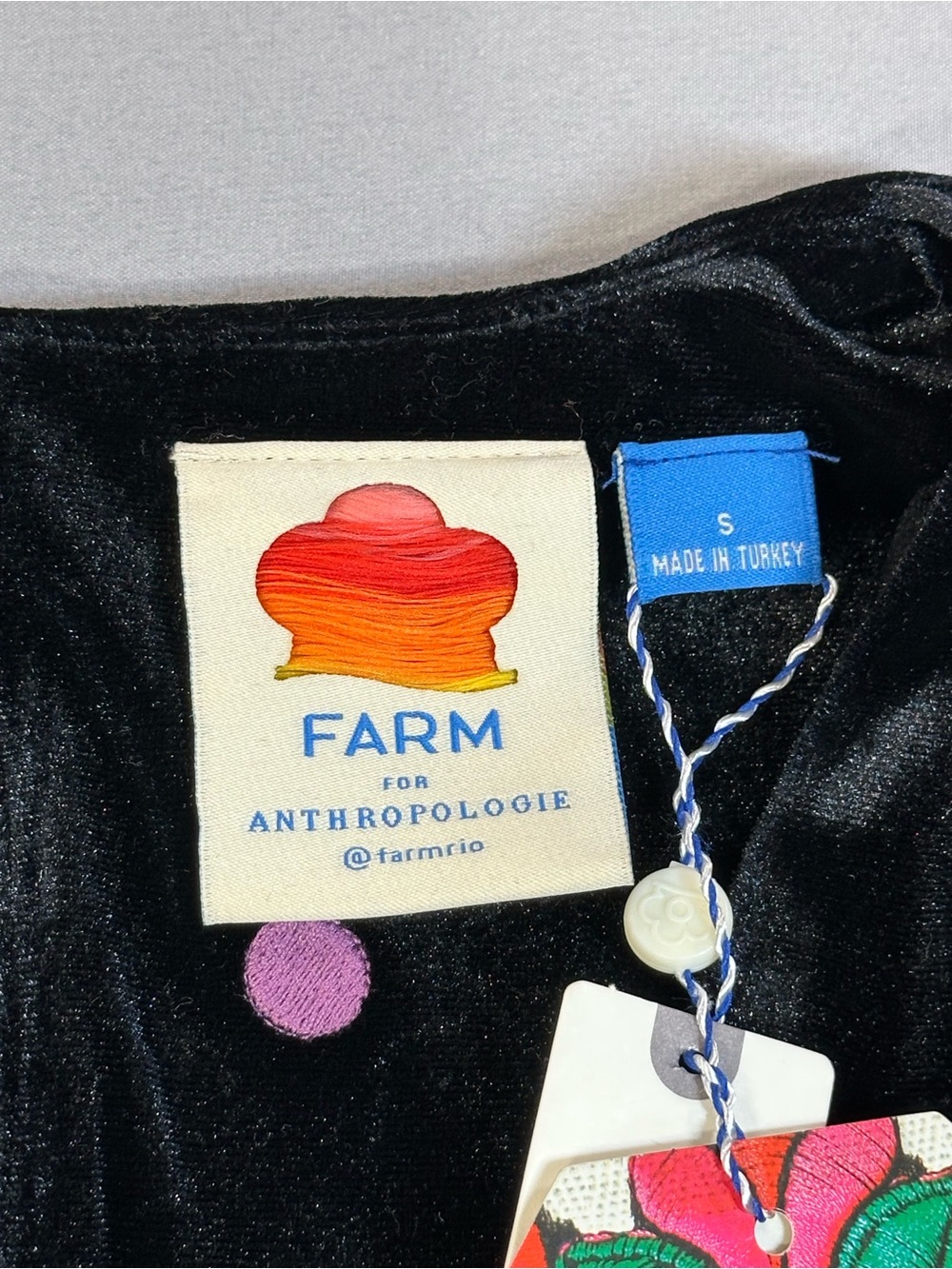 NWT Farm Rio Anthropologie Farm Rio Embroidered Velvet Mini Dress - Womens Small - Picture 4 of 16